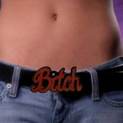 Bewild Belt Buckles Bitch Glitter Rhinestone Belt Buckle With FREE Leather Belt