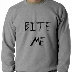 Bewild Cool Funny & Offensive Bite Me Zombie And Vampire Lovers Crewneck Sweatshirt