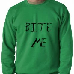 Bewild Cool Funny & Offensive Bite Me Zombie And Vampire Lovers Crewneck Sweatshirt