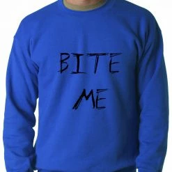 Bewild Cool Funny & Offensive Bite Me Zombie And Vampire Lovers Crewneck Sweatshirt
