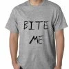 Bewild Cool Funny & Offensive Bite Me Zombie And Vampire Lovers Mens T-shirt