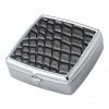 Bewild Black Croc Pattern Iron Chrome Plated Square Shaped 2 Compartment Pill Box Pill Cases