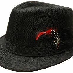 Bewild Black Fedora With Feathers Buckets & Fedoras