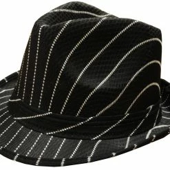 Bewild Black Pin-Striped Fedora Hat
