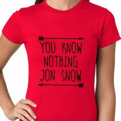 Bewild (Black Print) You Know Nothing Jon Snow Ladies T-shirt Comic Con & Gaming Clothing Video Game