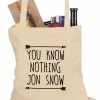 Bewild Comic Con & Gaming Clothing Video Game (Black Print) You Know Nothing Jon Snow Tote Bag 1 Bewild Comic Con & Gaming Clothing Video Game (Black Print) You Know Nothing Jon Snow Tote Bag