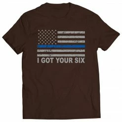 Bewild Blue Line American Flag - I Got Your Six - Blue Lives Matter Mens T-shirt