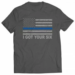 Bewild Blue Line American Flag - I Got Your Six - Blue Lives Matter Mens T-shirt