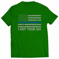 Bewild Blue Line American Flag - I Got Your Six - Blue Lives Matter Mens T-shirt