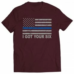 Bewild Blue Line American Flag - I Got Your Six - Blue Lives Matter Mens T-shirt