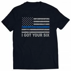 Bewild Blue Line American Flag - I Got Your Six - Blue Lives Matter Mens T-shirt