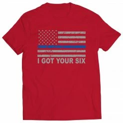 Bewild Blue Line American Flag - I Got Your Six - Blue Lives Matter Mens T-shirt