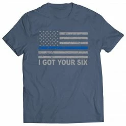 Bewild Blue Line American Flag - I Got Your Six - Blue Lives Matter Mens T-shirt