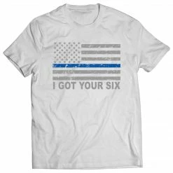 Bewild Blue Line American Flag - I Got Your Six - Blue Lives Matter Mens T-shirt