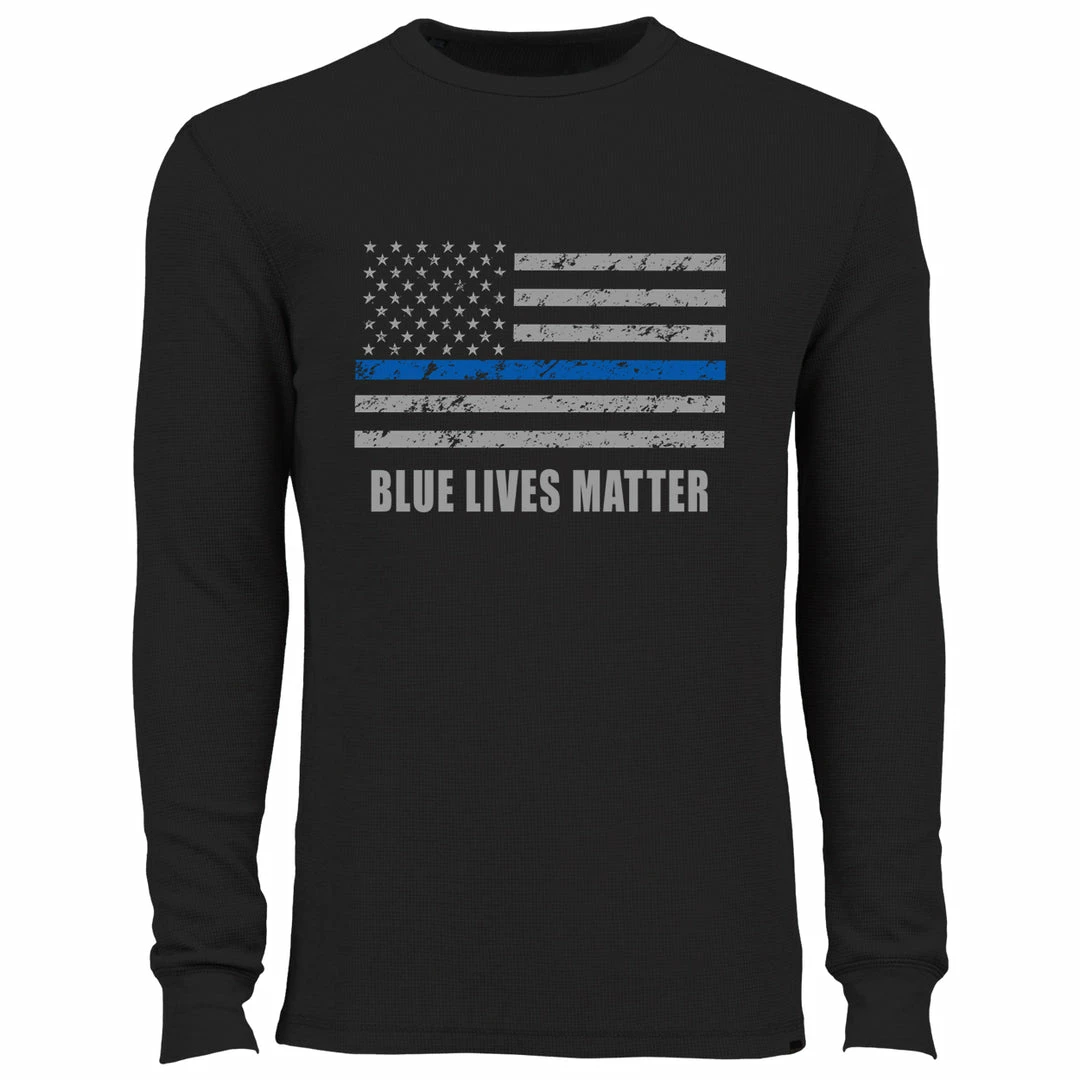 Bewild Blue Lives Matter Blue Line Flag Thermal Shirt 3 Bewild Blue Lives Matter Blue Line Flag Thermal Shirt