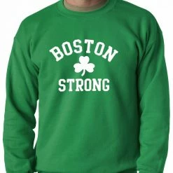 Bewild Boston Strong Irish Shamrock Adult Crewneck