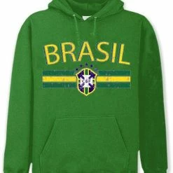 Bewild Nationality & Ethnic Brasil Vintage Shield International Mens Hoodie