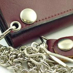 Bewild 4" Brown Tri-Fold Leather Chain Wallet Wallets & Chains