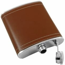 Bewild Brown Leather Wrap Hip Flask Flasks