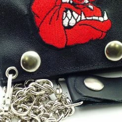 Bewild Bulldog Embroidered Leather Chain Wallet Wallets & Chains