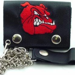 Bewild Bulldog Embroidered Leather Chain Wallet Wallets & Chains
