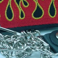 Bewild Wallets & Chains Burning Flames Embroidered Leather Chain Wallet
