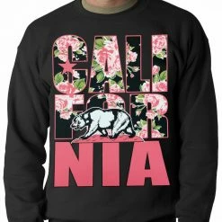 Bewild California Floral Pattern Adult Crewneck Cool Funny & Offensive
