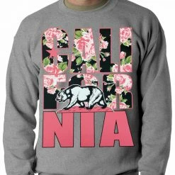 Bewild California Floral Pattern Adult Crewneck Cool Funny & Offensive