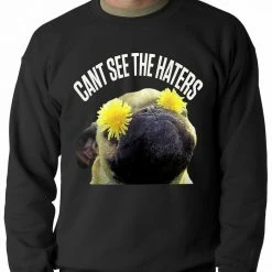 Bewild Cool Funny & Offensive Can't See The Haters Funny Pug Adult Crewneck