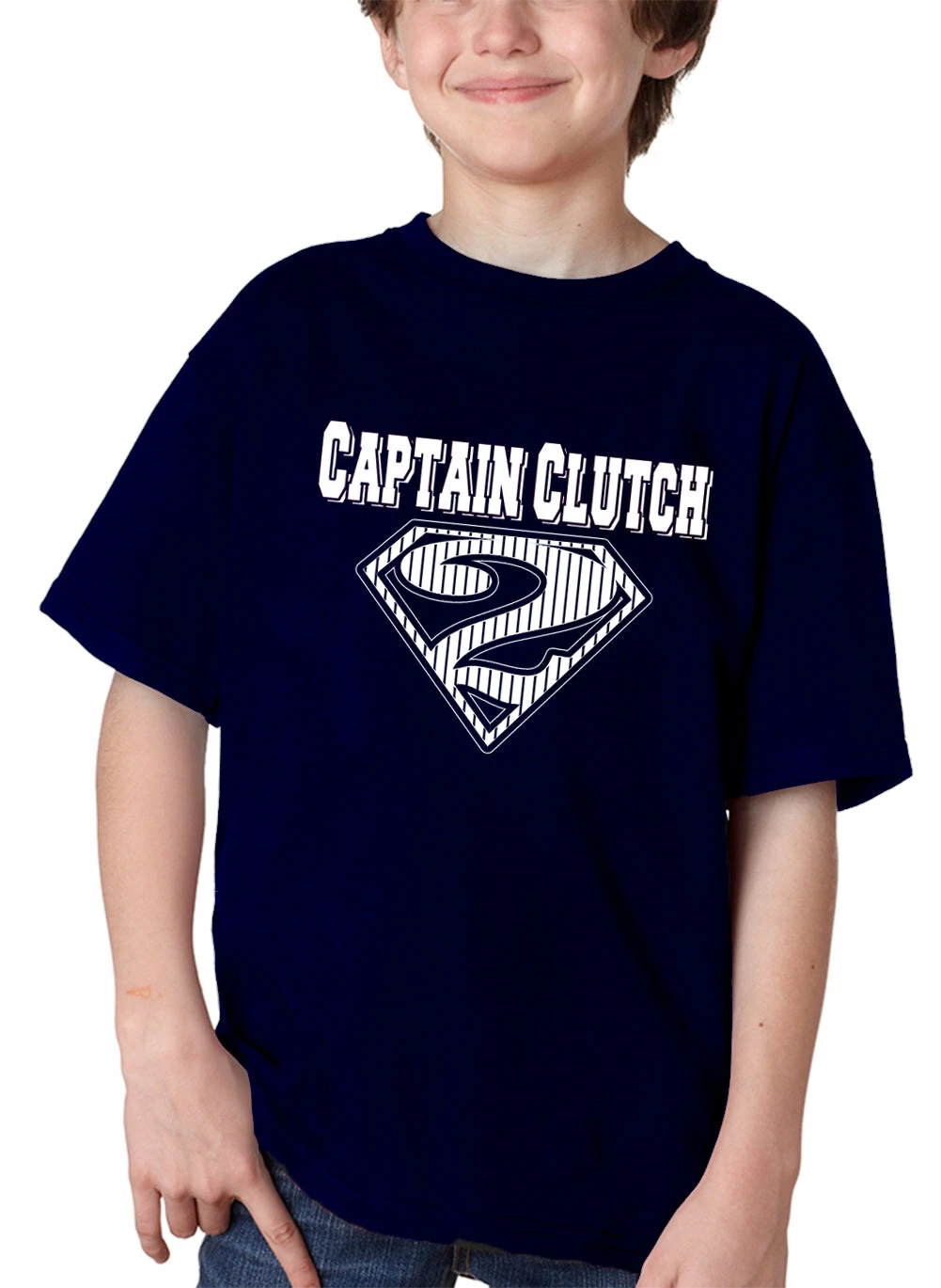 Bewild Captain Clutch #2 Pinstripe Baseball Kid's T-Shirt 3 Bewild Captain Clutch #2 Pinstripe Baseball Kid's T-Shirt