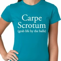 Bewild Carpe Scrotum - Grab Life By The Balls Ladies T-shirt Cool Funny & Offensive 17 Bewild Carpe Scrotum - Grab Life By The Balls Ladies T-shirt Cool Funny & Offensive
