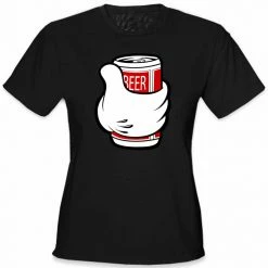 Bewild Cool Funny & Offensive Cartoon Hand Beer Can Girl's T-Shirt