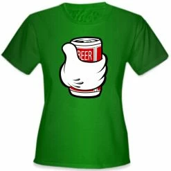 Bewild Cool Funny & Offensive Cartoon Hand Beer Can Girl's T-Shirt