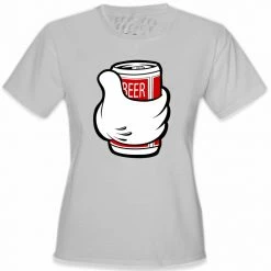Bewild Cool Funny & Offensive Cartoon Hand Beer Can Girl's T-Shirt