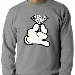 Bewild Cartoon Hand With Diamond Crewneck