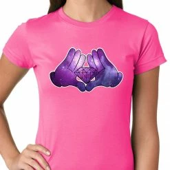 Bewild Cartoon Hands Diamond Cosmos Girl's T-Shirt Cool Funny & Offensive