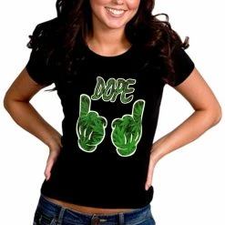 Bewild Cool Funny & Offensive Cartoon Hands Dope Pot Leaf Pattern Girl's T-Shirt