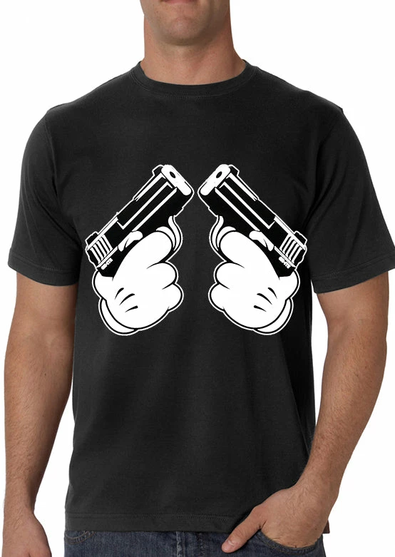 Bewild Cartoon Hands Double Gun's Men's T-Shirt 3 Bewild Cartoon Hands Double Gun's Men's T-Shirt