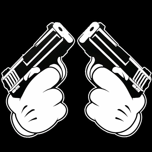 Bewild Cartoon Hands Double Gun's Men's T-Shirt 11 Bewild Cartoon Hands Double Gun's Men's T-Shirt