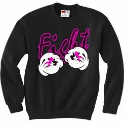 Bewild Cartoon Hands Fight Breast Cancer Adult Crewneck Positive Reinforcement