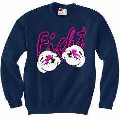 Bewild Cartoon Hands Fight Breast Cancer Adult Crewneck Positive Reinforcement