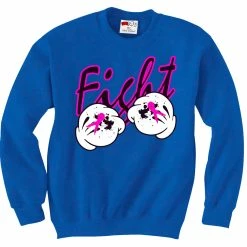 Bewild Cartoon Hands Fight Breast Cancer Adult Crewneck Positive Reinforcement