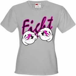 Bewild Positive Reinforcement Cartoon Hands Fight Breast Cancer Girls T-shirt