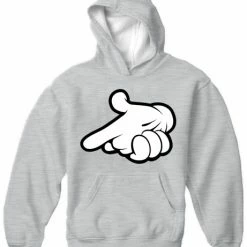 Bewild Cool Funny & Offensive Cartoon Hands Gun Adult Hoodie