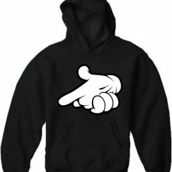Bewild Cool Funny & Offensive Cartoon Hands Gun Adult Hoodie