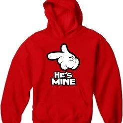 Bewild Cartoon Hands He's Mine Adult Hoodie Cool Funny & Offensive