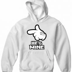 Bewild Cartoon Hands He's Mine Adult Hoodie Cool Funny & Offensive