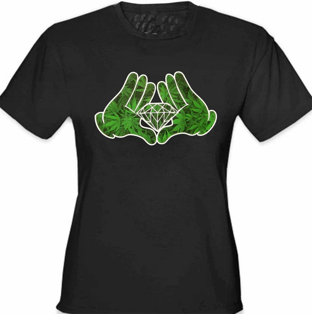 Bewild Cartoon Hands Pot Leaf Diamond Girl's T-Shirt Cool Funny & Offensive 5 Bewild Cartoon Hands Pot Leaf Diamond Girl's T-Shirt Cool Funny & Offensive