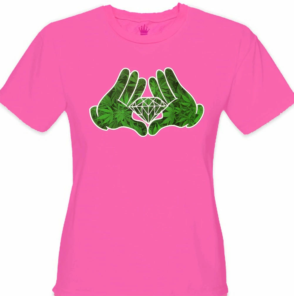 Bewild Cartoon Hands Pot Leaf Diamond Girl's T-Shirt Cool Funny & Offensive 6 Bewild Cartoon Hands Pot Leaf Diamond Girl's T-Shirt Cool Funny & Offensive