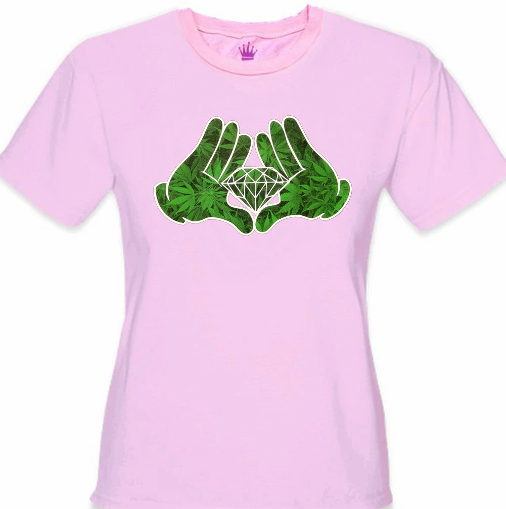 Bewild Cartoon Hands Pot Leaf Diamond Girl's T-Shirt Cool Funny & Offensive 10 Bewild Cartoon Hands Pot Leaf Diamond Girl's T-Shirt Cool Funny & Offensive